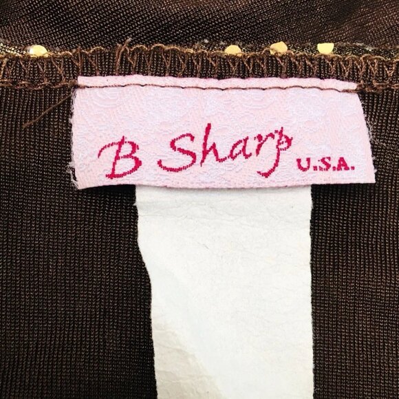 Vtg Y2K B Sharp Bronze/Gold Festival Top S/M Faux Wrap Ruched Jeweled Boho Fairy - Picture 9 of 9